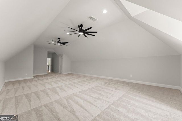 4860 Grandview Ct, Flowery Branch, GA 30542 - bonus room featuring light colored carpet, vaulted ceiling, recessed lighting, baseboards, and a ceiling fan