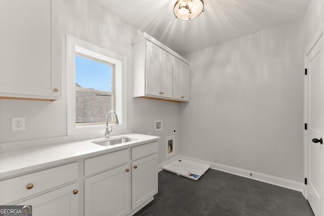 4860 Grandview Ct, Flowery Branch, GA 30542 - clothes washing area featuring washer hookup, cabinet space, electric dryer hookup, and baseboards