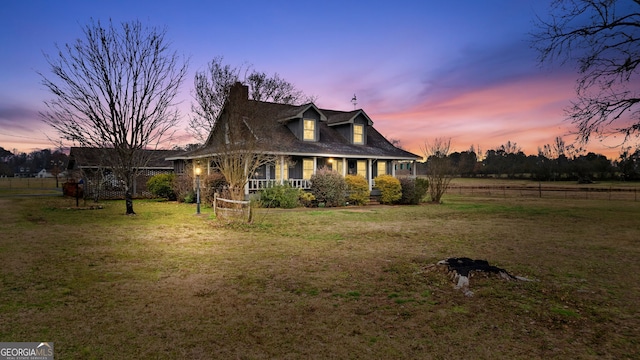 view of front of house with a yard