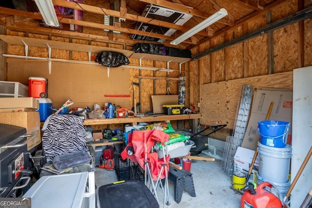 storage room with a garage