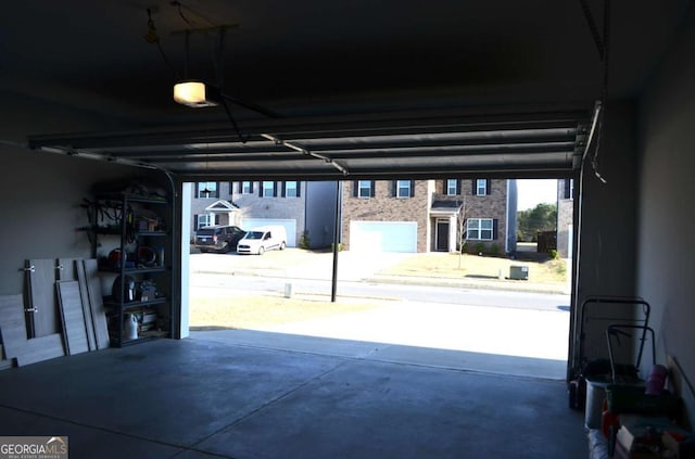 garage with a garage door opener