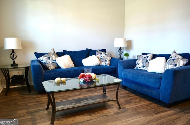 living area with wood finished floors