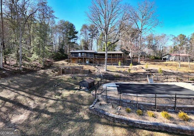 view of yard with fence