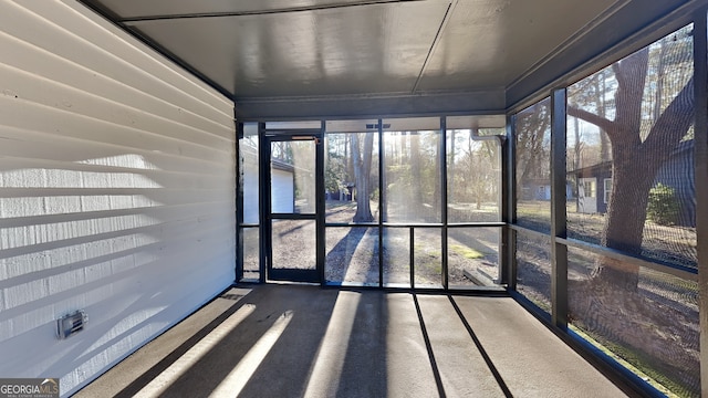 view of unfurnished sunroom