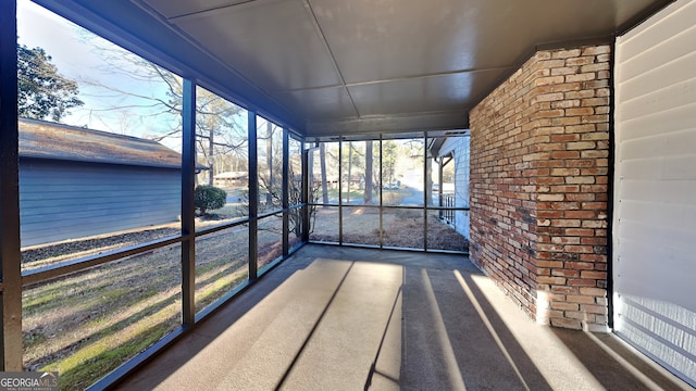 view of unfurnished sunroom