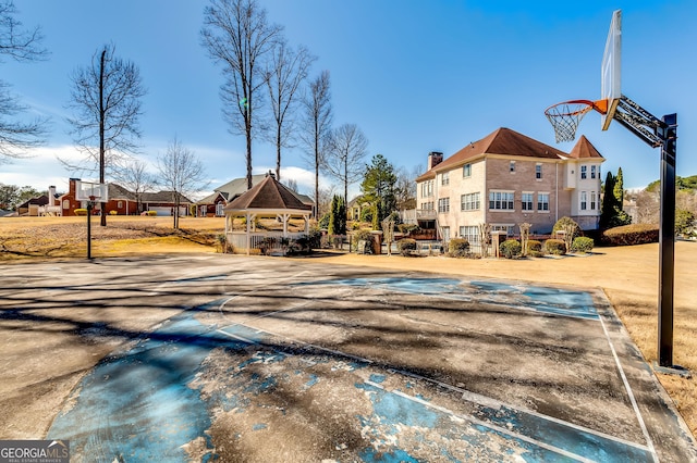 view of sport court featuring community basketball court and a gazebo