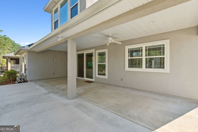 view of patio with a ceiling fan