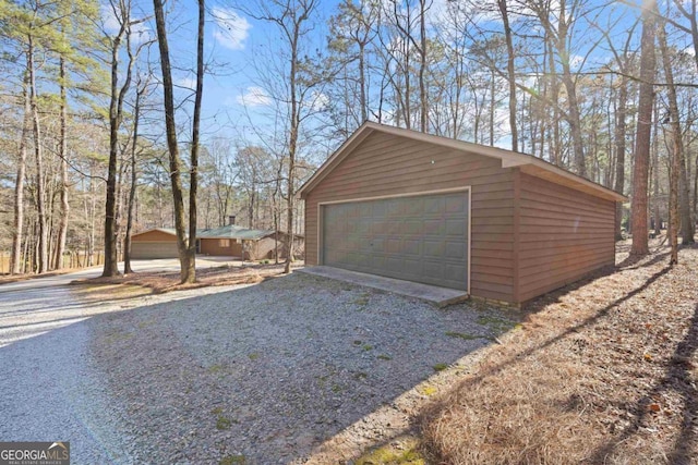 view of detached garage