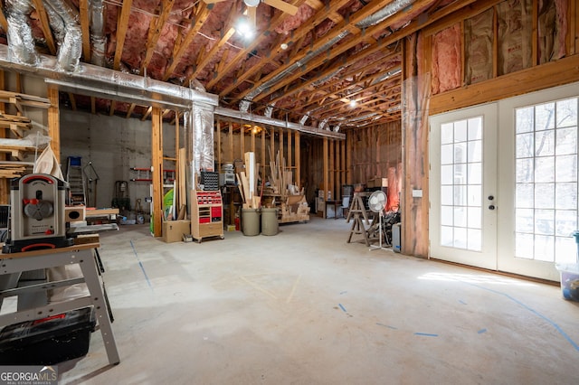 below grade area with french doors