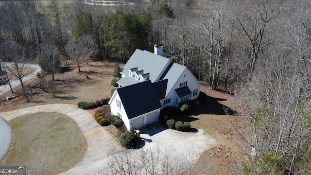 drone / aerial view with a forest view