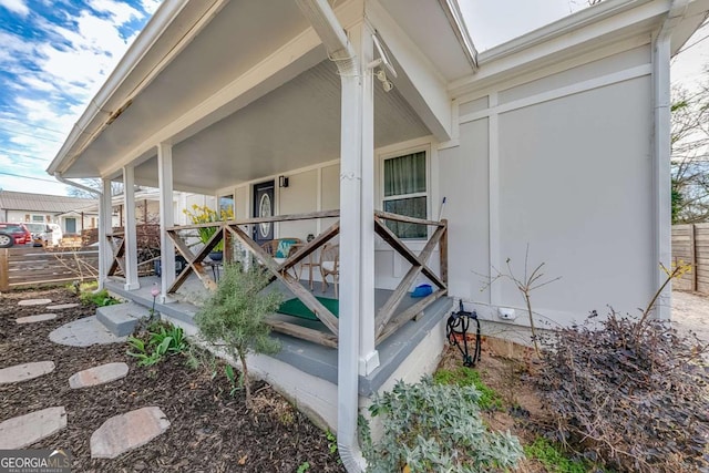 view of home's exterior featuring a porch