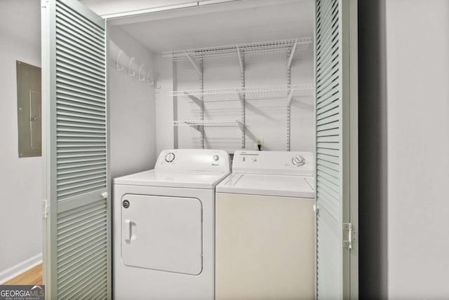 3527 Essex Ave Unit 74, Atlanta, GA 30339 - laundry room with laundry area, electric panel, and separate washer and dryer