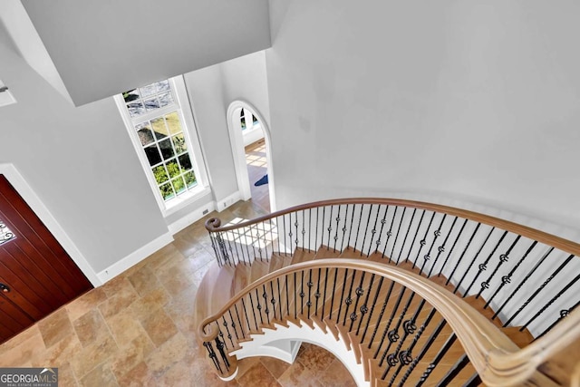 stairway with baseboards