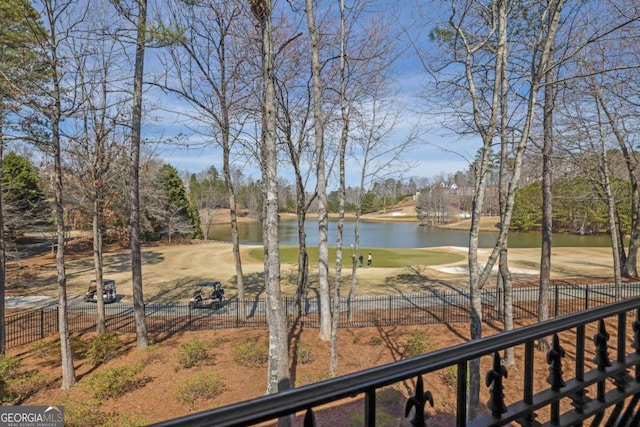 water view featuring fence private yard