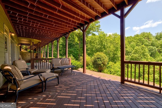 view of patio featuring a wooden deck