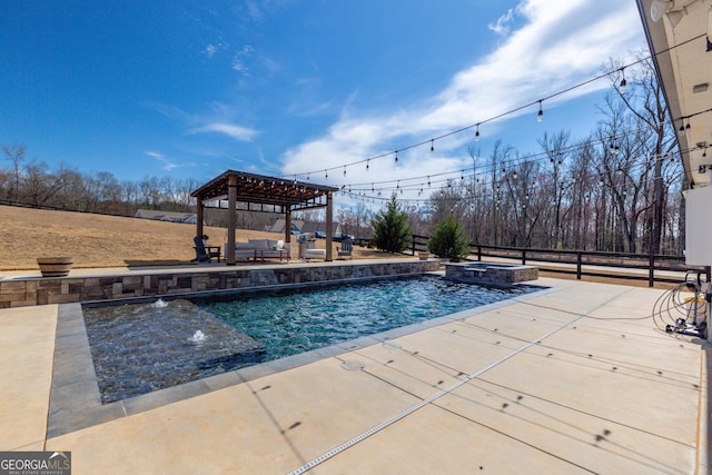 view of swimming pool featuring a patio, a gazebo, and a pool with connected hot tub