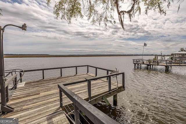 view of dock featuring a water view