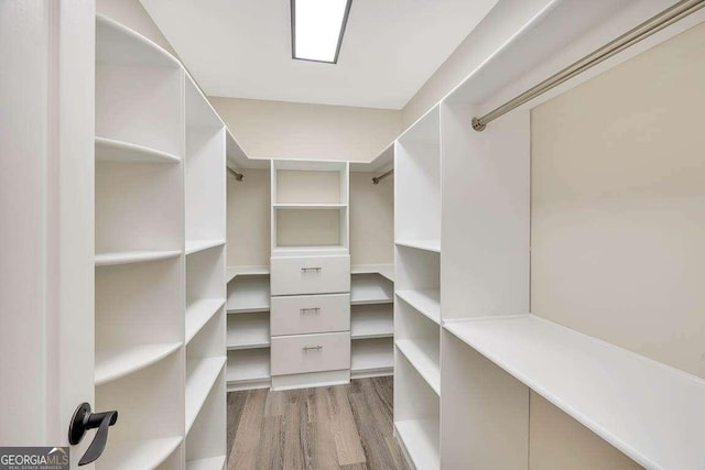 spacious closet with wood finished floors