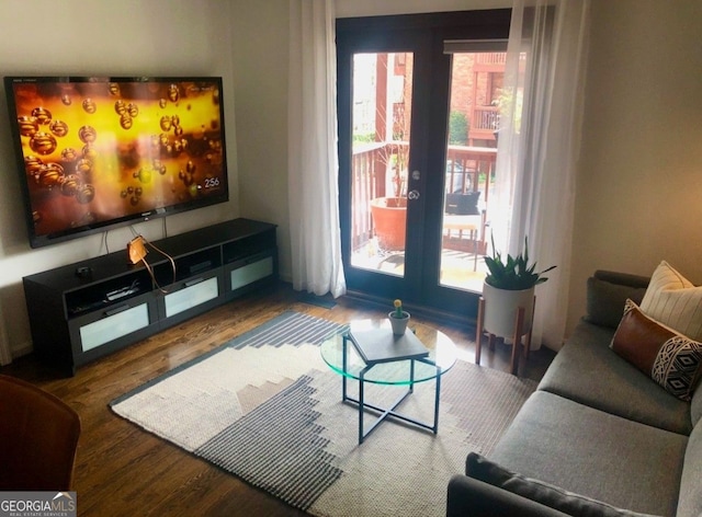 living area with wood finished floors