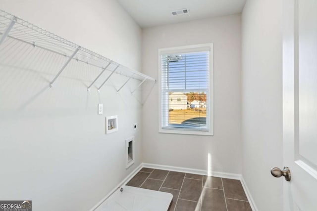 laundry room with laundry area, visible vents, baseboards, hookup for an electric dryer, and washer hookup