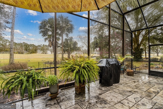 view of unfurnished sunroom