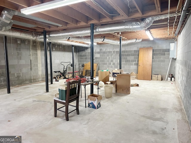 view of unfinished basement