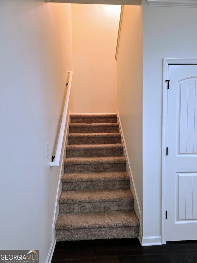 312 Overview Dr, Canton, GA 30114 - stairs featuring wood finished floors and baseboards