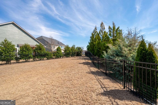 view of yard featuring fence