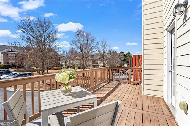 deck with a residential view