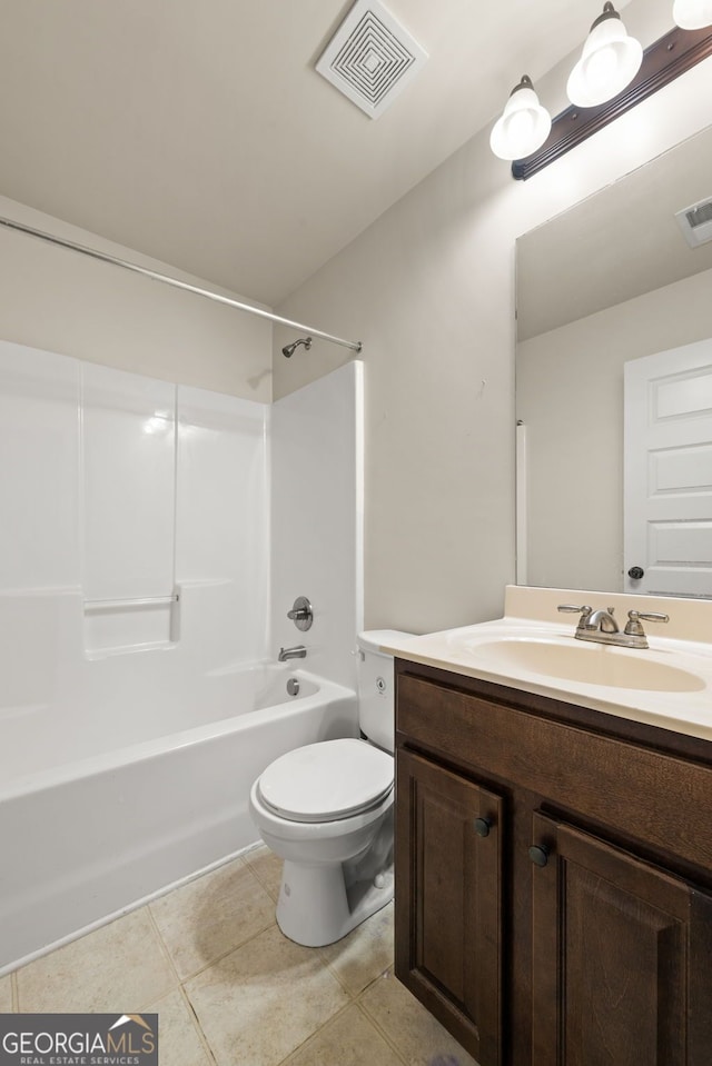 full bath with vanity, visible vents, and tile patterned floors