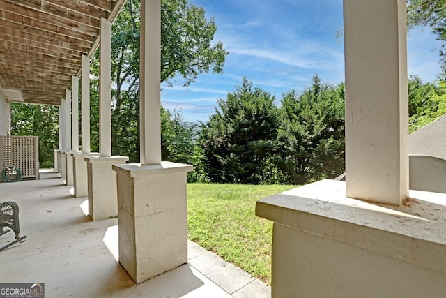 view of yard featuring a porch