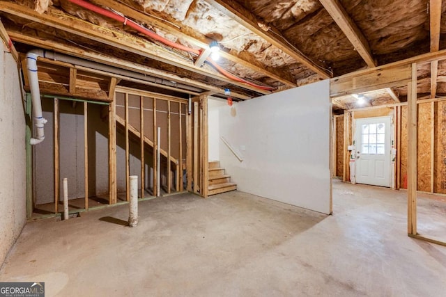 basement with stairs