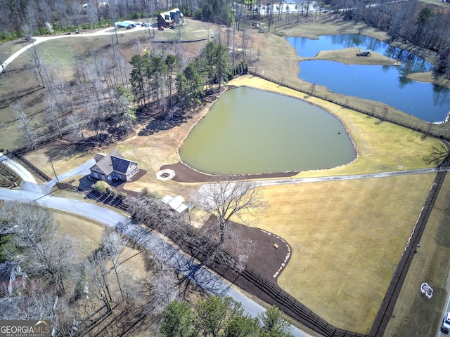 bird's eye view featuring a water view