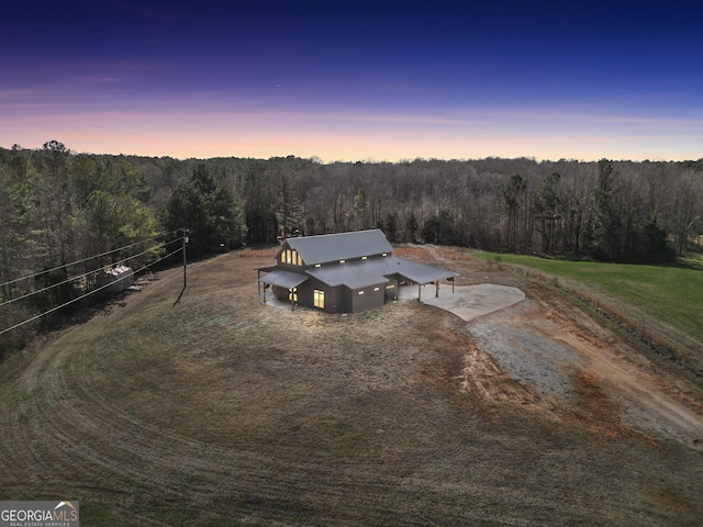 aerial view with a forest view