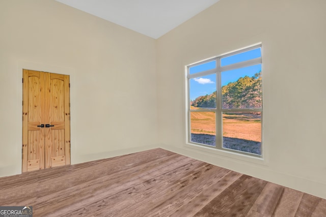 spare room featuring wood finished floors