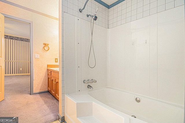 bathroom with bathing tub / shower combination and vanity