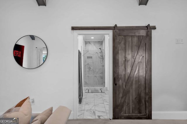 2850 Stonehall Ct SE, Smyrna, GA 30339 - interior space featuring baseboards and a barn door