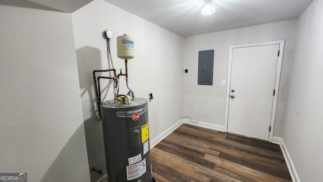 utility room with electric water heater and electric panel