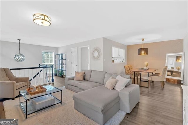 living room with wood finished floors