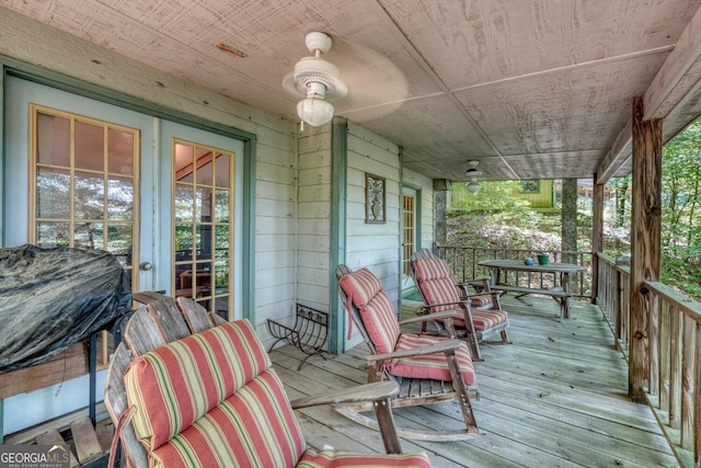 wooden deck with covered porch