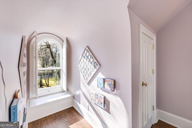 room details featuring wood finished floors and baseboards