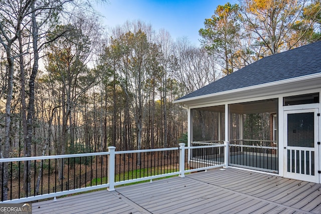 deck featuring a sunroom