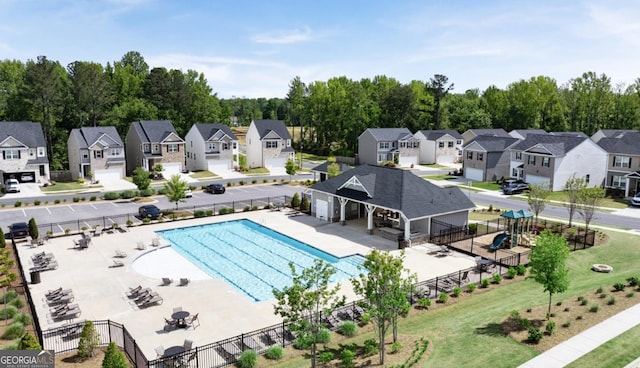 aerial view with a residential view