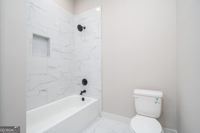 544 Lemmon Ln, Ellijay, GA 30540 - full bathroom with marble finish floor, toilet, shower / bathing tub combination, and baseboards
