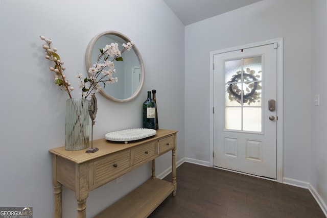 5620 Berney Cir, Powder Springs, GA 30127 - foyer with dark wood finished floors and baseboards