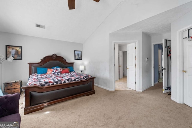 2860 River Close Dr, Decatur, GA 30034 - carpeted bedroom with a ceiling fan and lofted ceiling