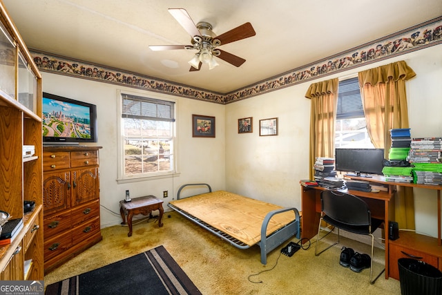 bedroom featuring multiple windows and carpet flooring