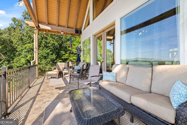 view of patio / terrace featuring french doors and an outdoor hangout area