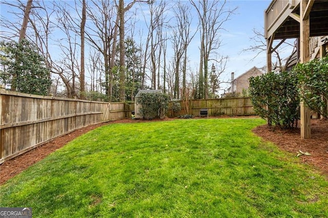 view of yard featuring a fenced backyard