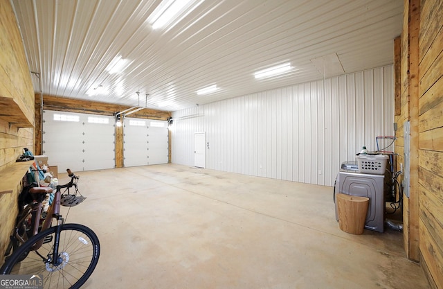 garage with metal wall